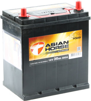 Аккумулятор 6СТ-36.0 40B19L (Asian Horse) Asia тонк. кл. бортик