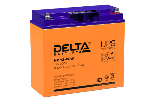 Аккумулятор 12V-20Ah HR 12-80 W (Delta)