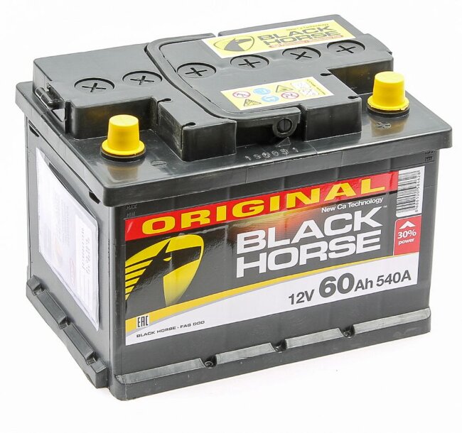 Аккумулятор 6СТ-60.0 (Black Horse) низкий