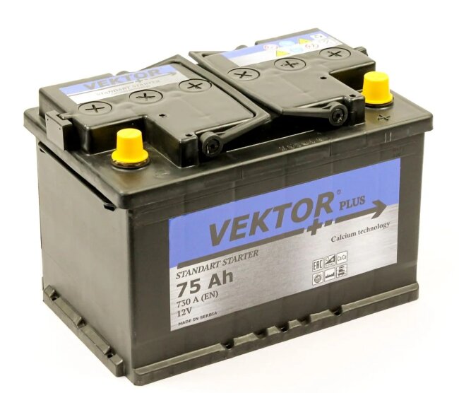 Аккумулятор 6СТ-75.0 (Vektor Plus)
