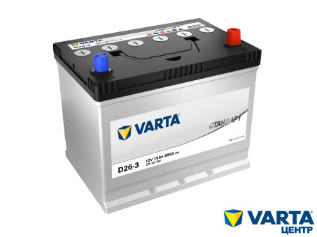 Аккумулятор 6СТ-75.0 Стандарт D26-3 (Varta) Asia бортик