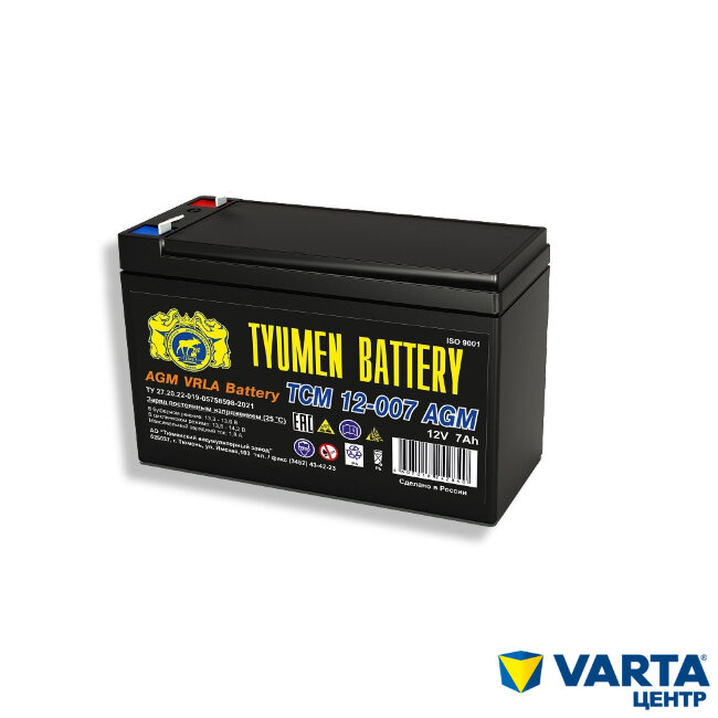 Аккумулятор 12В-7Ah стационарный ТСМ 12007 (Tyumen Battery)