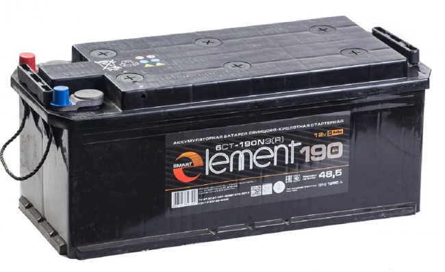 Аккумулятор 6СТ-190 (Smart Element) евро конус