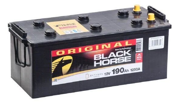 Аккумулятор 6СТ-190 (Black Horse) евро конус