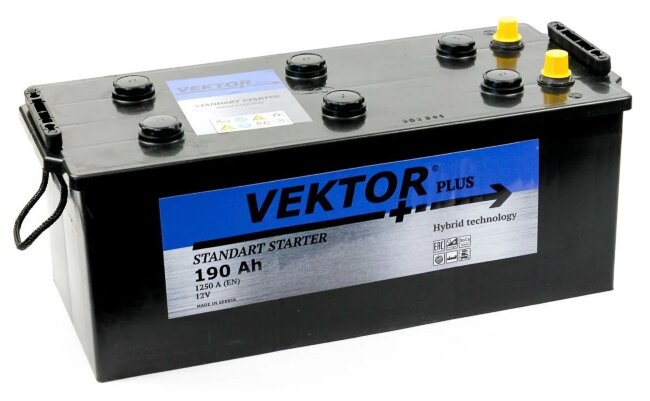 Аккумулятор 6СТ-190 (Vektor Plus) евро конус Аккумулятор 6СТ-190 (Vektor Plus) евро конус