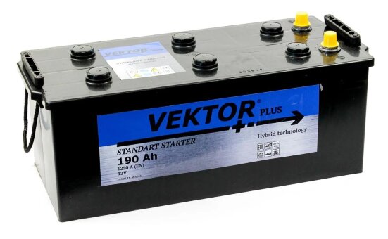 Аккумулятор 6СТ-190 (Vektor Plus) росс. конус