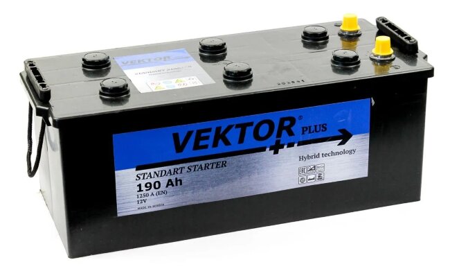 Аккумулятор 6СТ-190 (Vektor Plus) росс. конус Аккумулятор 6СТ-190 (Vektor Plus) росс. конус