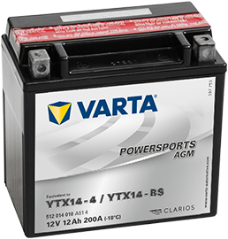 Аккумулятор 6СТ-12.1 Powersports AGM YTX14-4 (Varta)