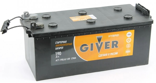 Аккумулятор 6СТ-190 Hybrid (Giver) росс. болт