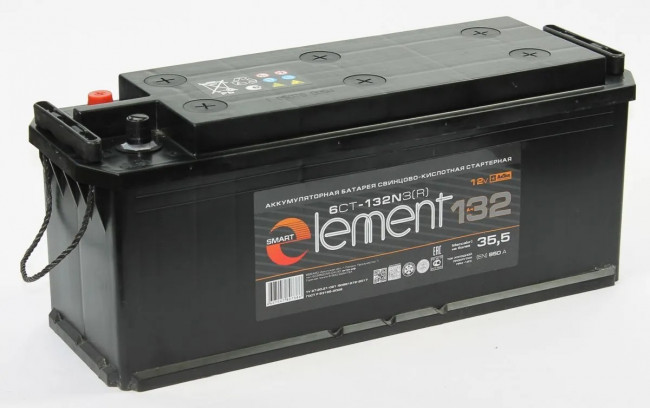 Аккумулятор 6СТ-132 (Smart Element) евро конус
