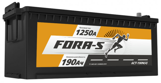 Аккумулятор 6СТ-190 (Fora-S) росс. конус
