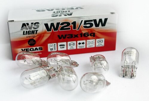 Лампа головного света AVS Vegas W21/5W 12W (W3x16d) (два контакта)