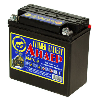 Аккумулятор. 6СТ-9.0 Лидер 6МТС-9 (Tyumen Battery) сухой